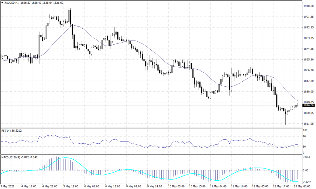 Spot gold graph candle for 13 May 2022