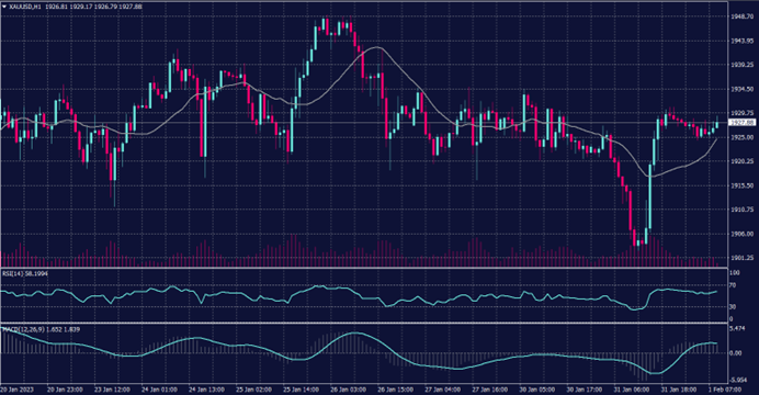 Spot Gold Chart on 1 February 2023